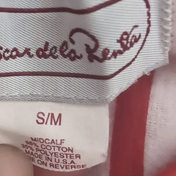 Oscar de la Renta Red and White Striped Pajama Top - Picture 3 of 6